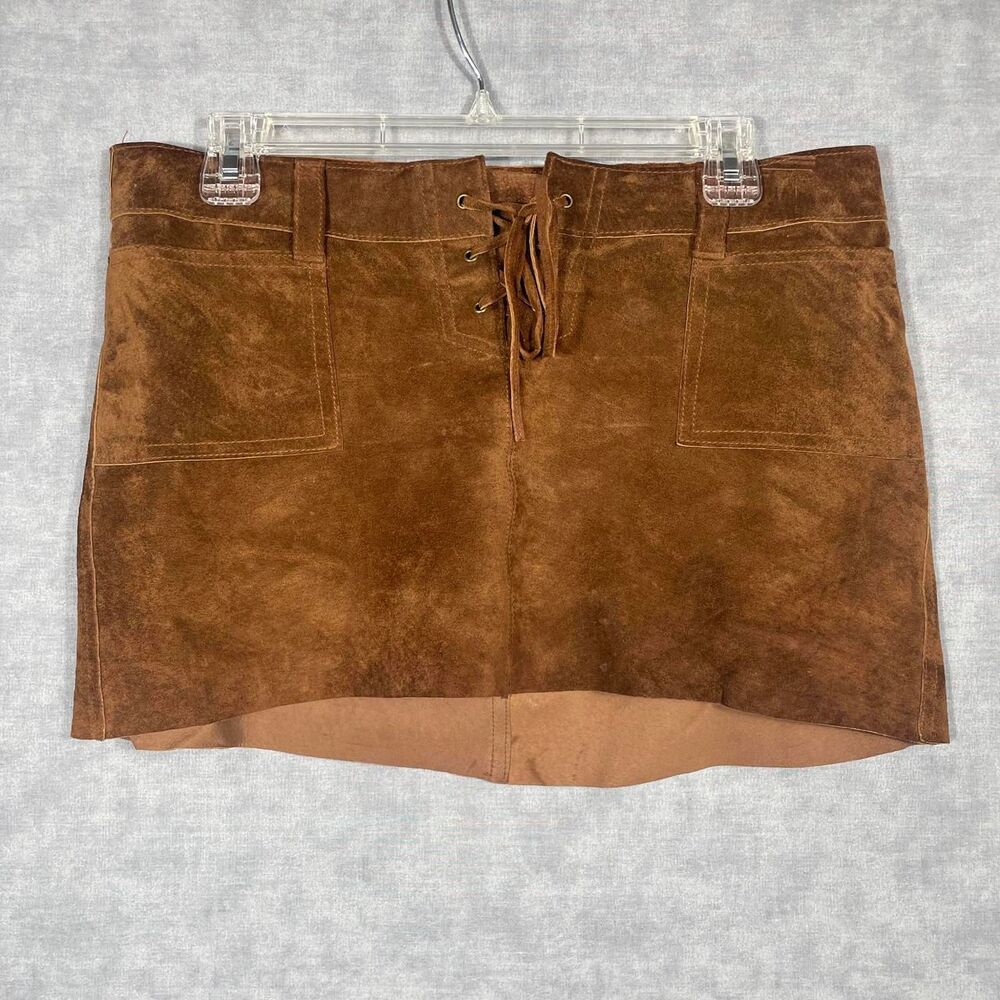 Leather mini skirt Abercrombie with lace-up detail.